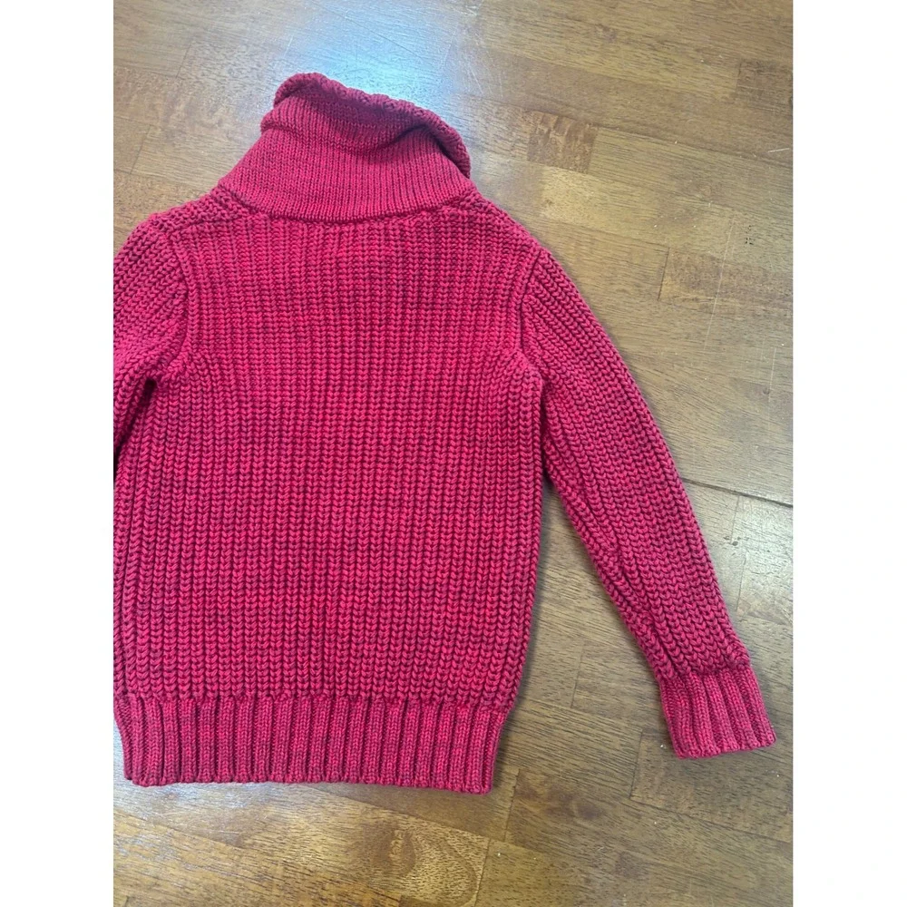 Old Navy Sweater Toddler 3T Red Shawl Collar Button Chunky Knit Pullover